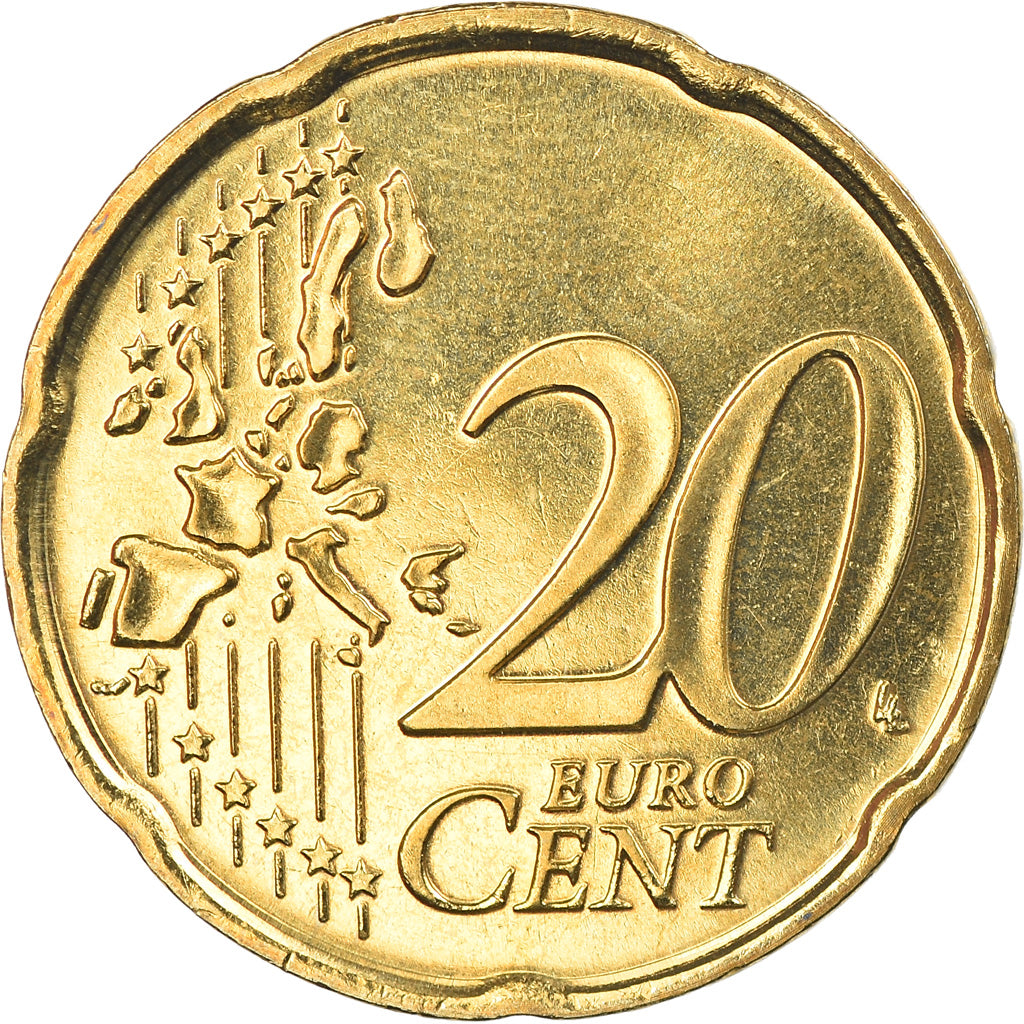Italy, 20 Euro Cent, 2004, Rome, MS(65-70), Brass, KM:214