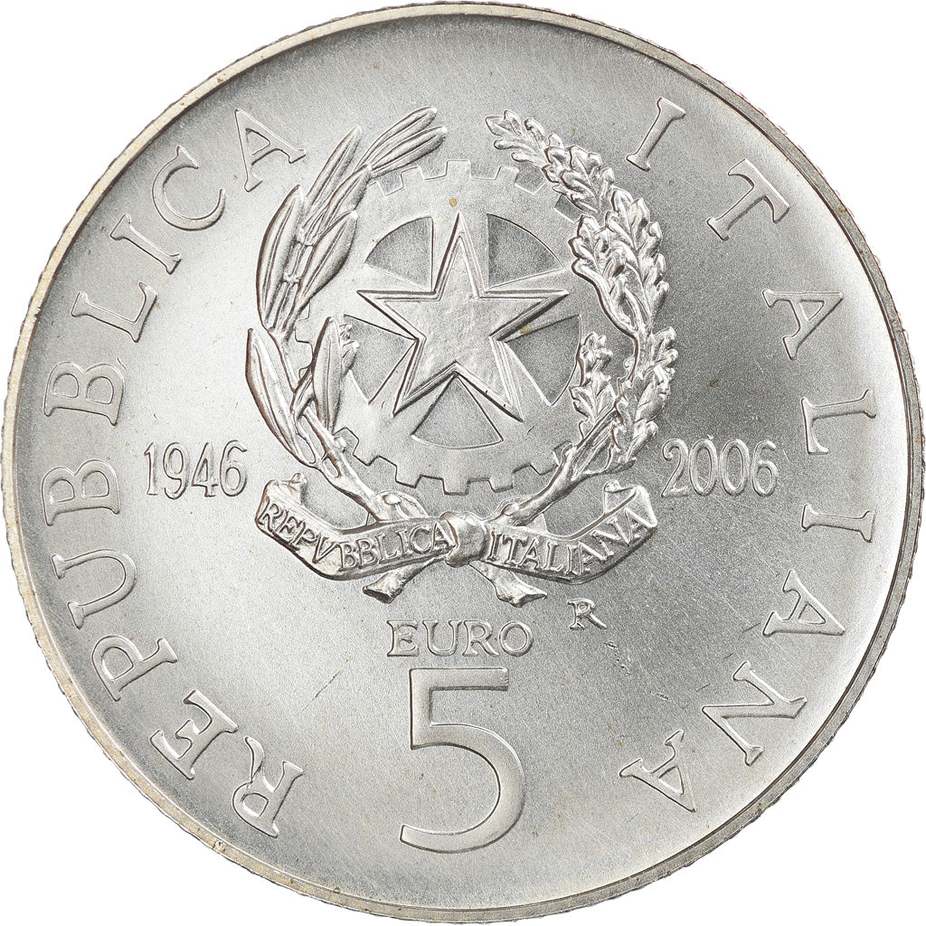 Italia, 5 Euro, 60ème anniversaire de la République italienne, 2006, Rome