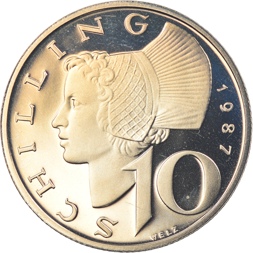 Munten, Oostenrijk, 10 Schilling, 1987, Proof, FDC, Copper-Nickel Plated Nickel