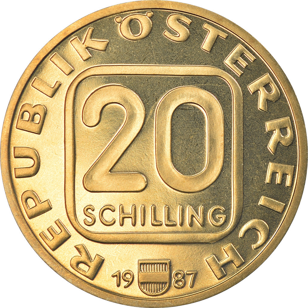 Coin, Austria, 20 Schilling, 1987, Proof, MS(65-70), Copper-Aluminum-Nickel
