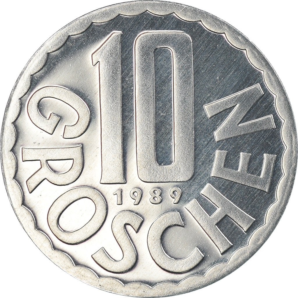 Moeda, Áustria, 10 Groschen, 1989, Vienna, Proof, MS(65-70), Alumínio, KM:2878