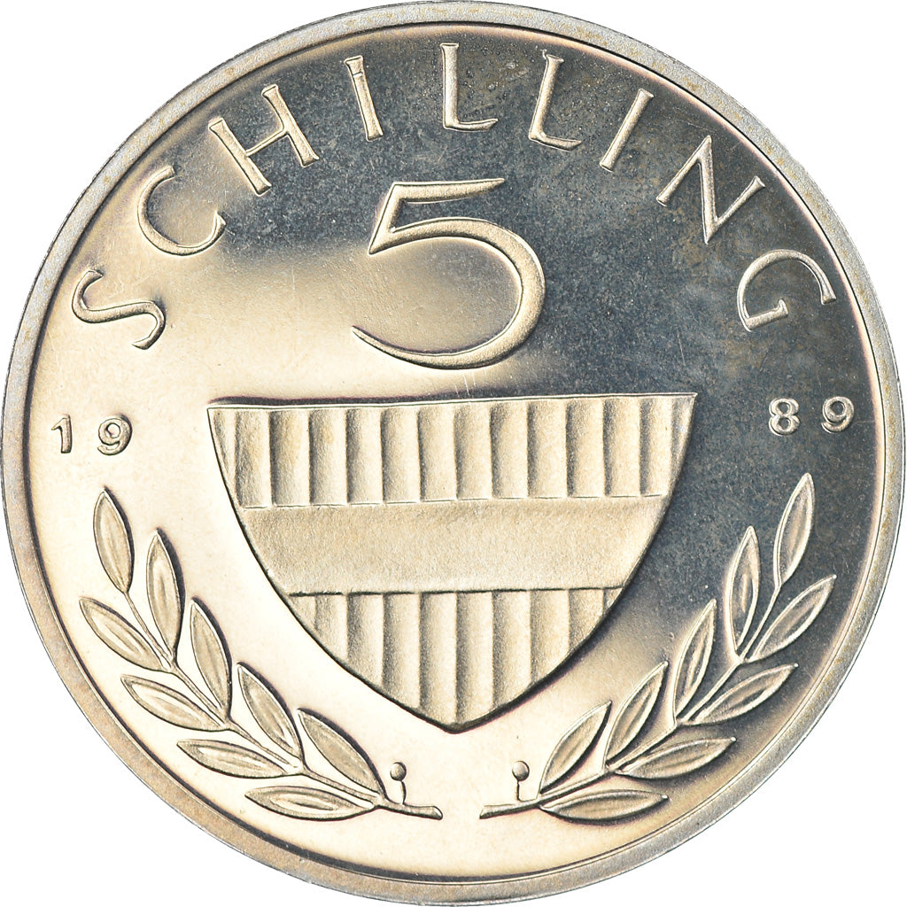 Moneta, Austria, 5 Schilling, 1989, Proof, MS(65-70), Miedź-Nikiel, KM:2889a