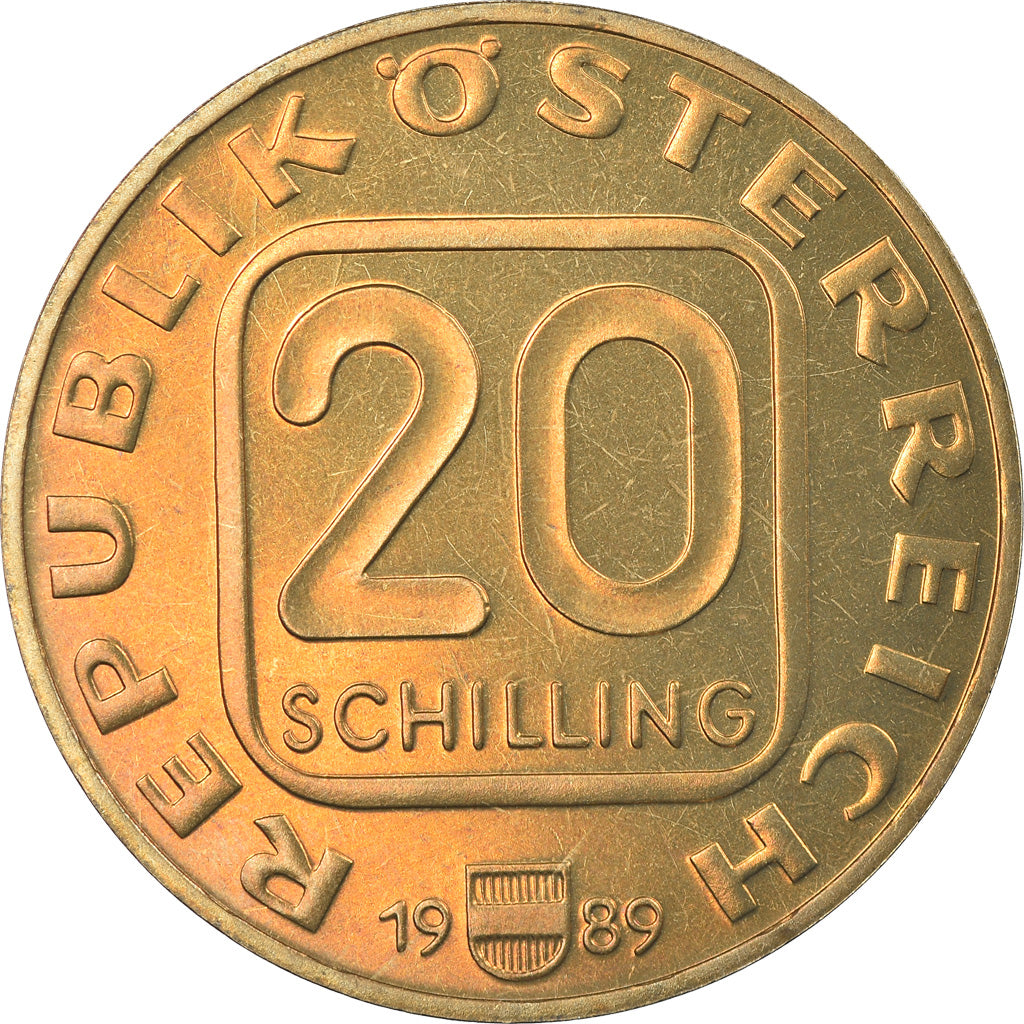 Coin, Austria, 20 Schilling, 1989, Proof, MS(65-70), Copper-Aluminum-Nickel