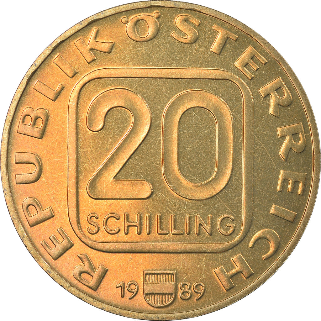 Coin, Austria, 20 Schilling, 1989, Proof, MS(65-70), Copper-Aluminum-Nickel