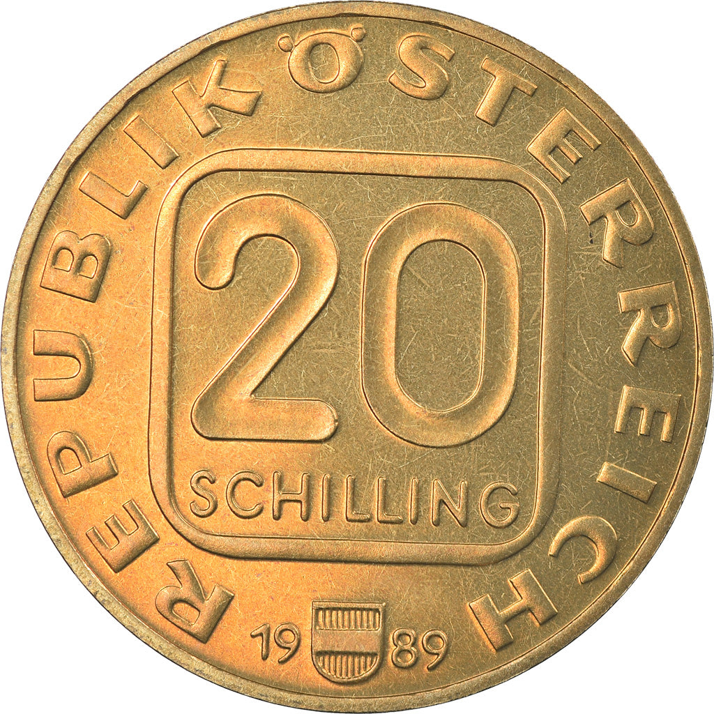 Coin, Austria, 20 Schilling, 1989, Proof, MS(65-70), Copper-Aluminum-Nickel