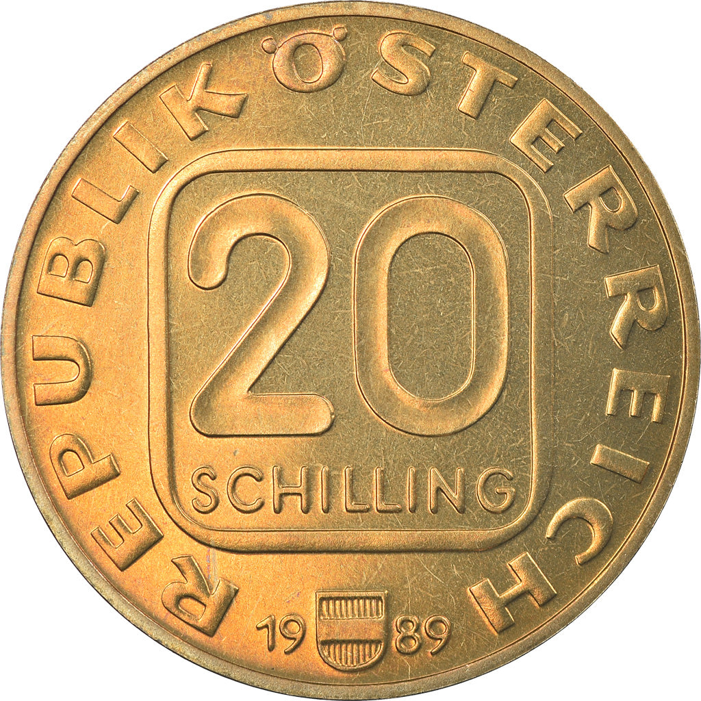 Coin, Austria, 20 Schilling, 1989, Proof, MS(65-70), Copper-Aluminum-Nickel