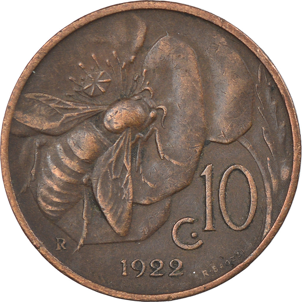 Moneta, Italia, Vittorio Emanuele III, 10 Centesimi, 1922, Rome, SPL-, Bronzo
