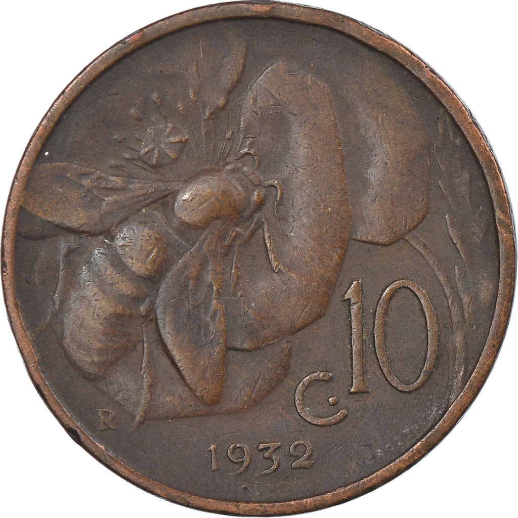 Coin, Italy, Vittorio Emanuele III, 10 Centesimi, 1932, Rome, VF(30-35), Bronze