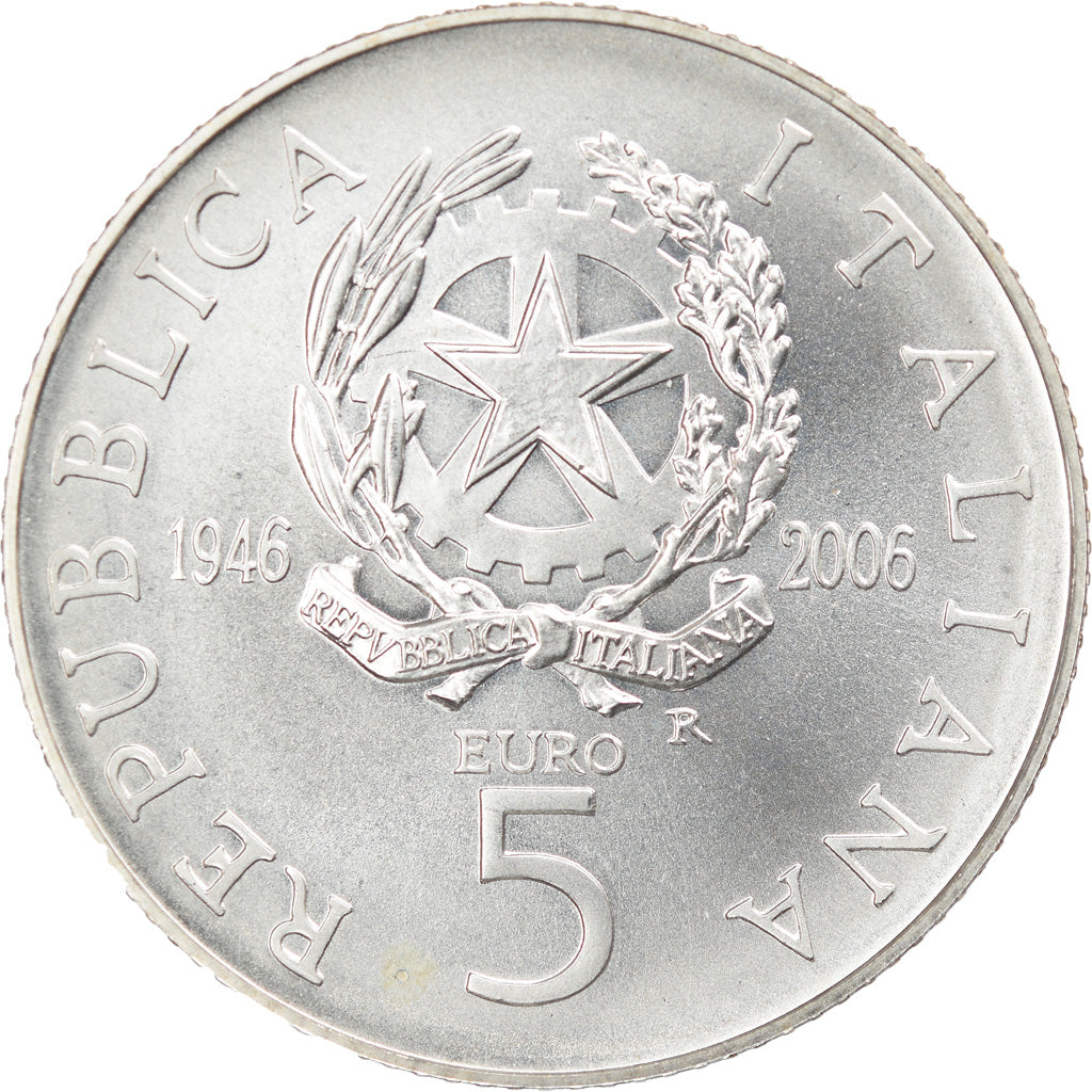 Italia, 5 Euro, 60ème anniversaire de la République italienne, 2006, Rome