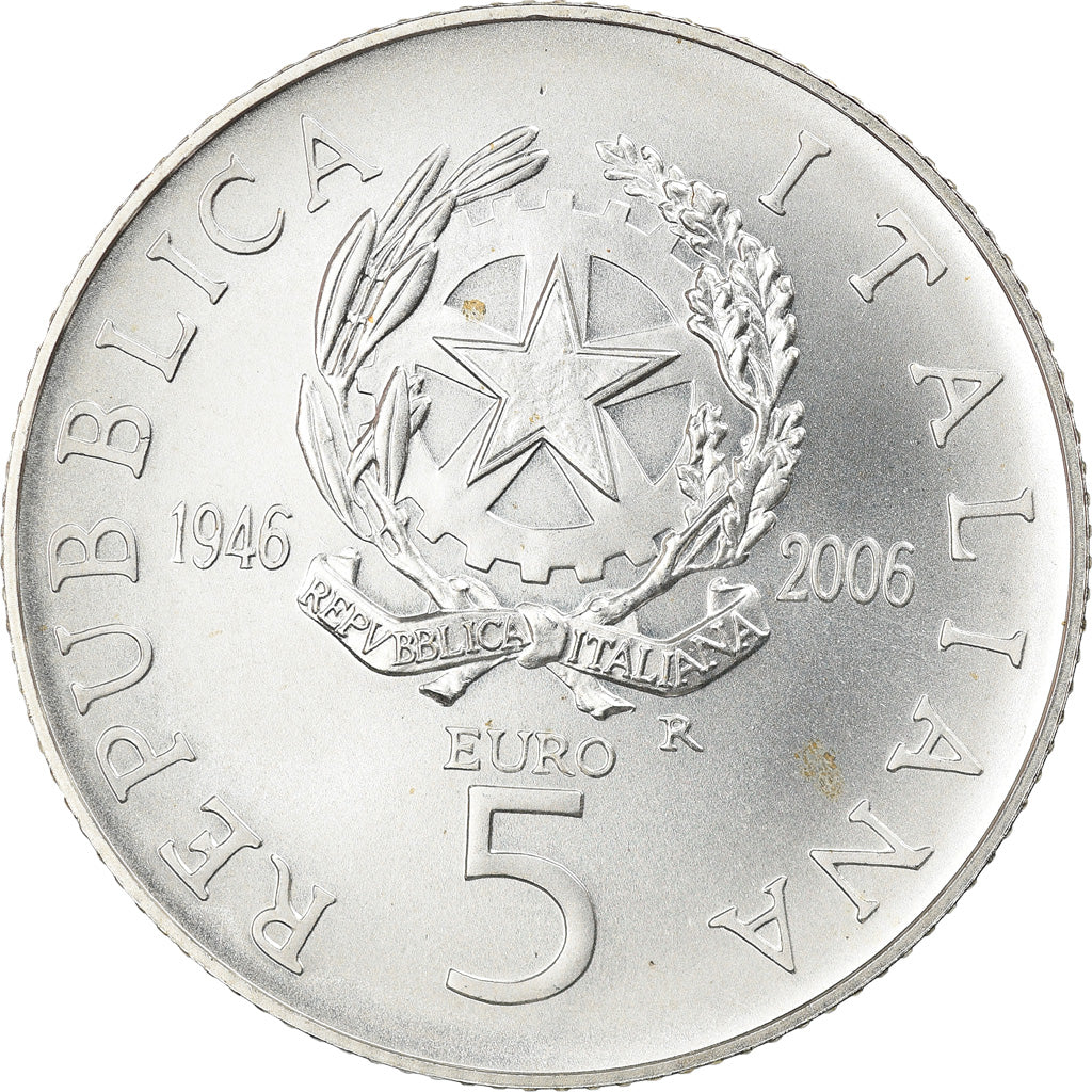 Italie, 5 Euro, 60ème anniversaire de la République italienne, 2006, Rome