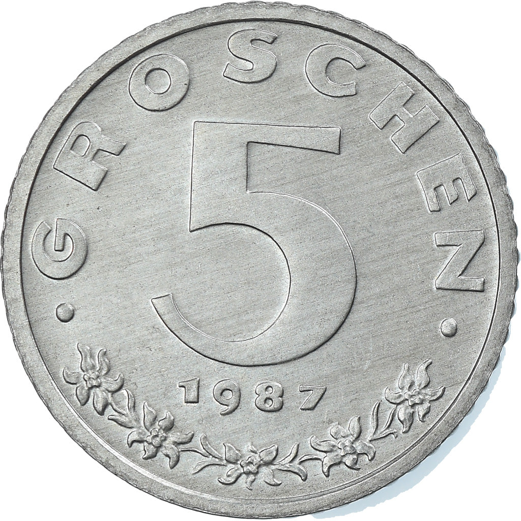 Coin, Austria, 5 Groschen, 1987, Proof, MS(65-70), Zinc, KM:2875