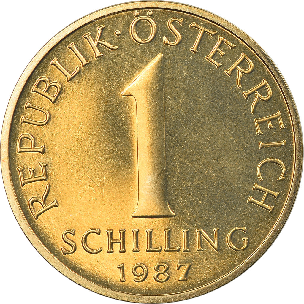 Moneta, Austria, Schilling, 1987, Proof, MS(65-70), Aluminium-Brąz, KM:2886