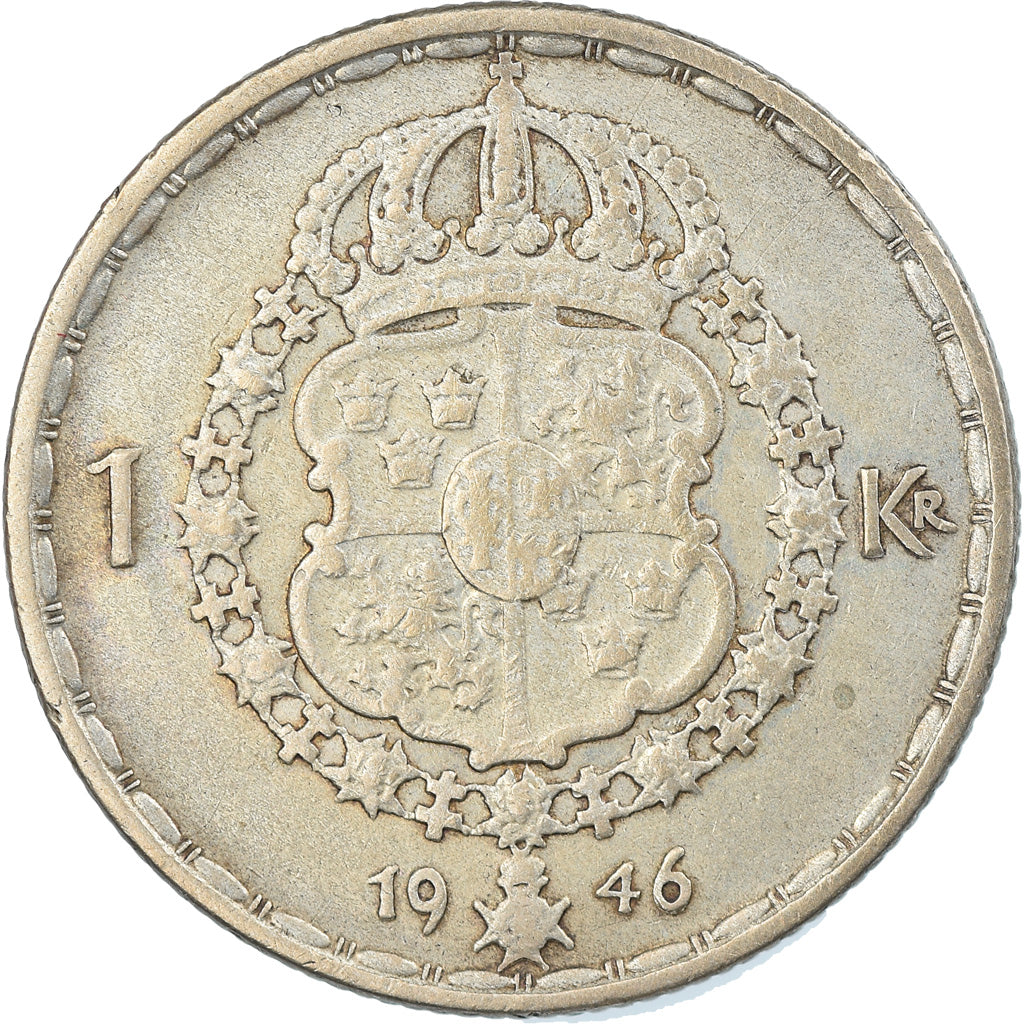 Münze, Schweden, Gustaf V, Krona, 1946, S+, Silber, KM:814