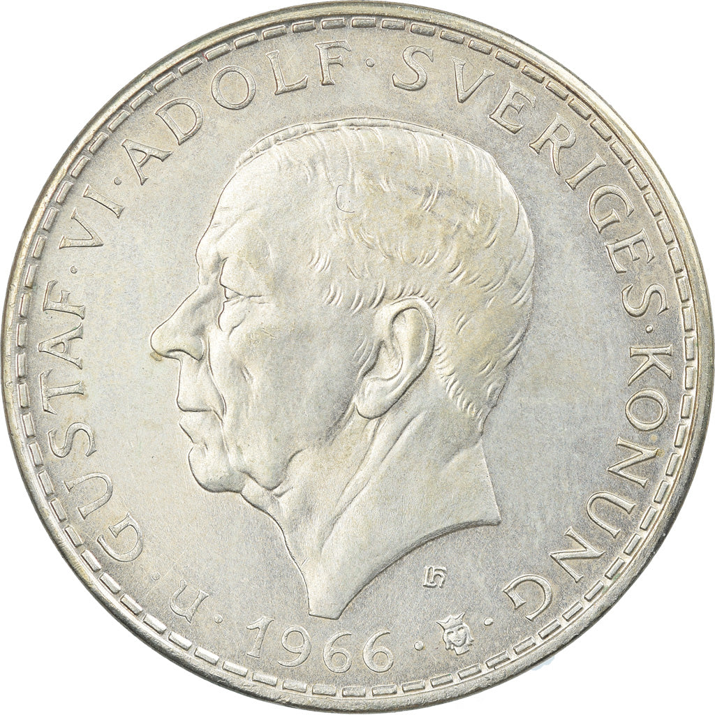 Coin, Sweden, Gustaf VI, 5 Kronor, 1966, MS(63), Silver, KM:839