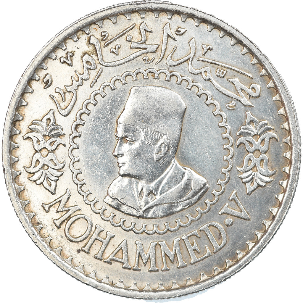 Coin, Morocco, Mohammed V, 500 Francs, 1956/AH1376, Paris, AU(55-58), Silver