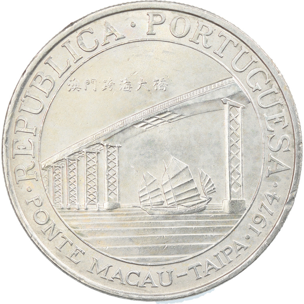 Coin, Macau, 20 Patacas, 1974, MS(63), Silver, KM:8