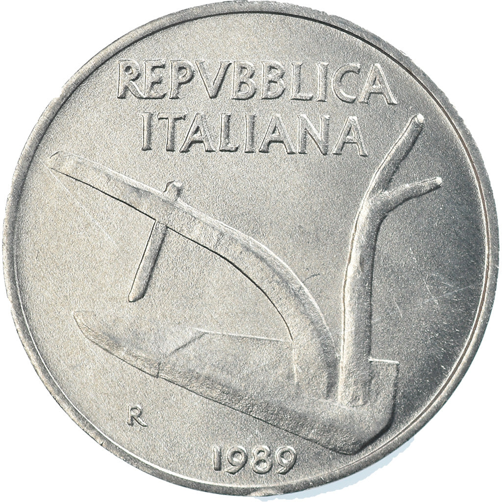 Coin, Italy, 10 Lire, 1989, Rome, MS(65-70), Aluminum, KM:93