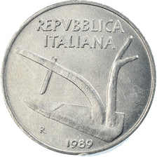 Coin, Italy, 10 Lire, 1989, Rome, MS(65-70), Aluminum, KM:93