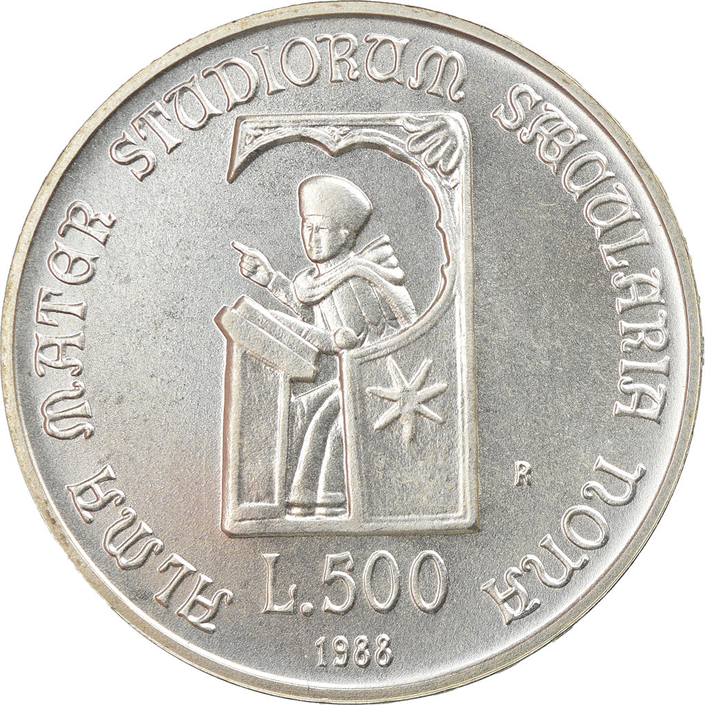 Coin, Italy, 500 Lire, 1988, Rome, MS(65-70), Silver, KM:129