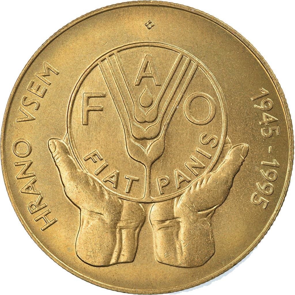 Coin, Slovenia, 5 Tolarjev, 1995, MS(65-70), Nickel-brass, KM:21