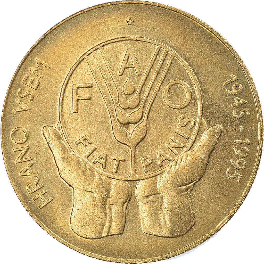 Coin, Slovenia, 5 Tolarjev, 1995, MS(64), Nickel-brass, KM:21