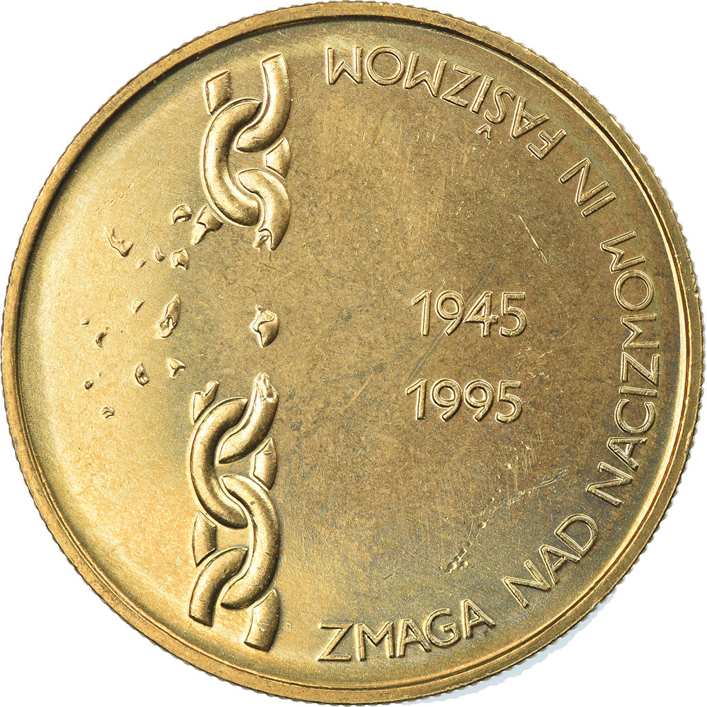 Münze, Slowenien, 5 Tolarjev, 1995, UNZ+, Nickel-brass, KM:22