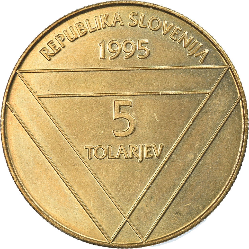 Monnaie, Slovénie, 5 Tolarjev, 1995, SPL+, Nickel-brass, KM:26
