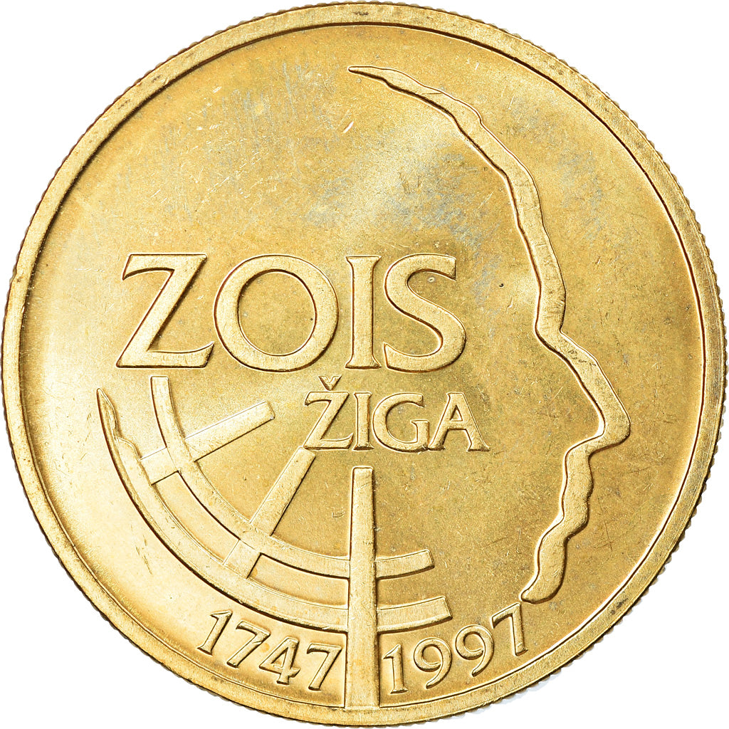 Coin, Slovenia, 5 Tolarjev, 1997, MS(65-70), Nickel-brass, KM:38