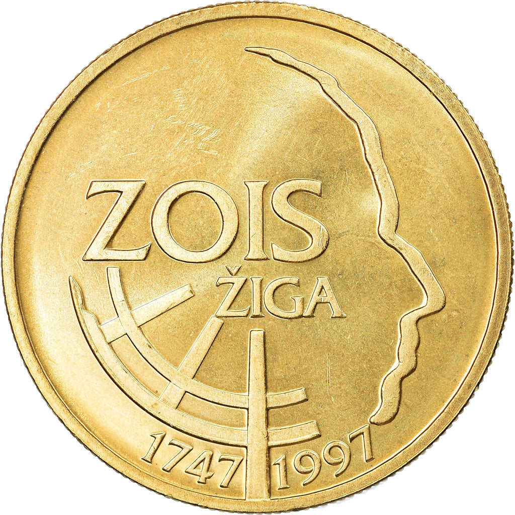 Coin, Slovenia, 5 Tolarjev, 1997, MS(65-70), Nickel-brass, KM:38