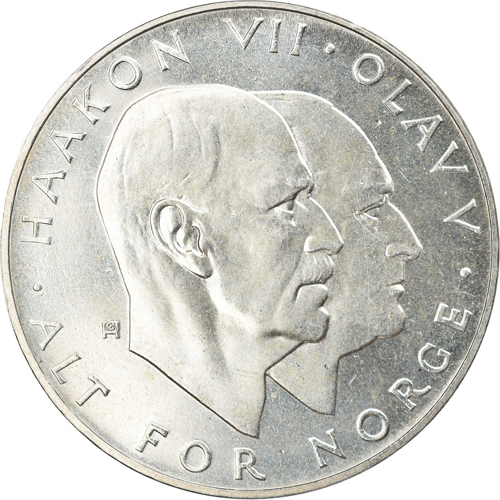 Coin, Norway, Olav V, 25 Kroner, 1970, MS(63), Silver, KM:414