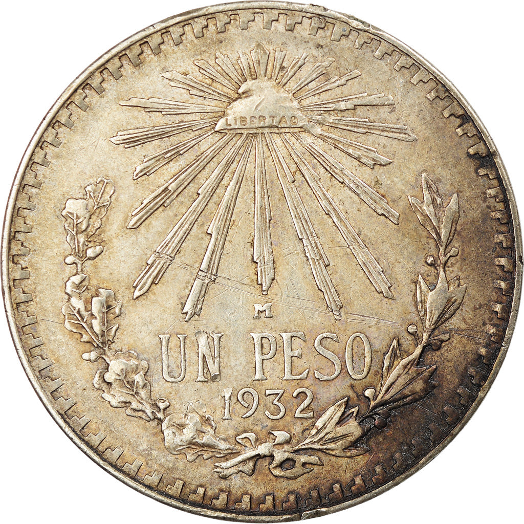 Coin, Mexico, Peso, 1932, Mexico City, EF(40-45), Silver, KM:455