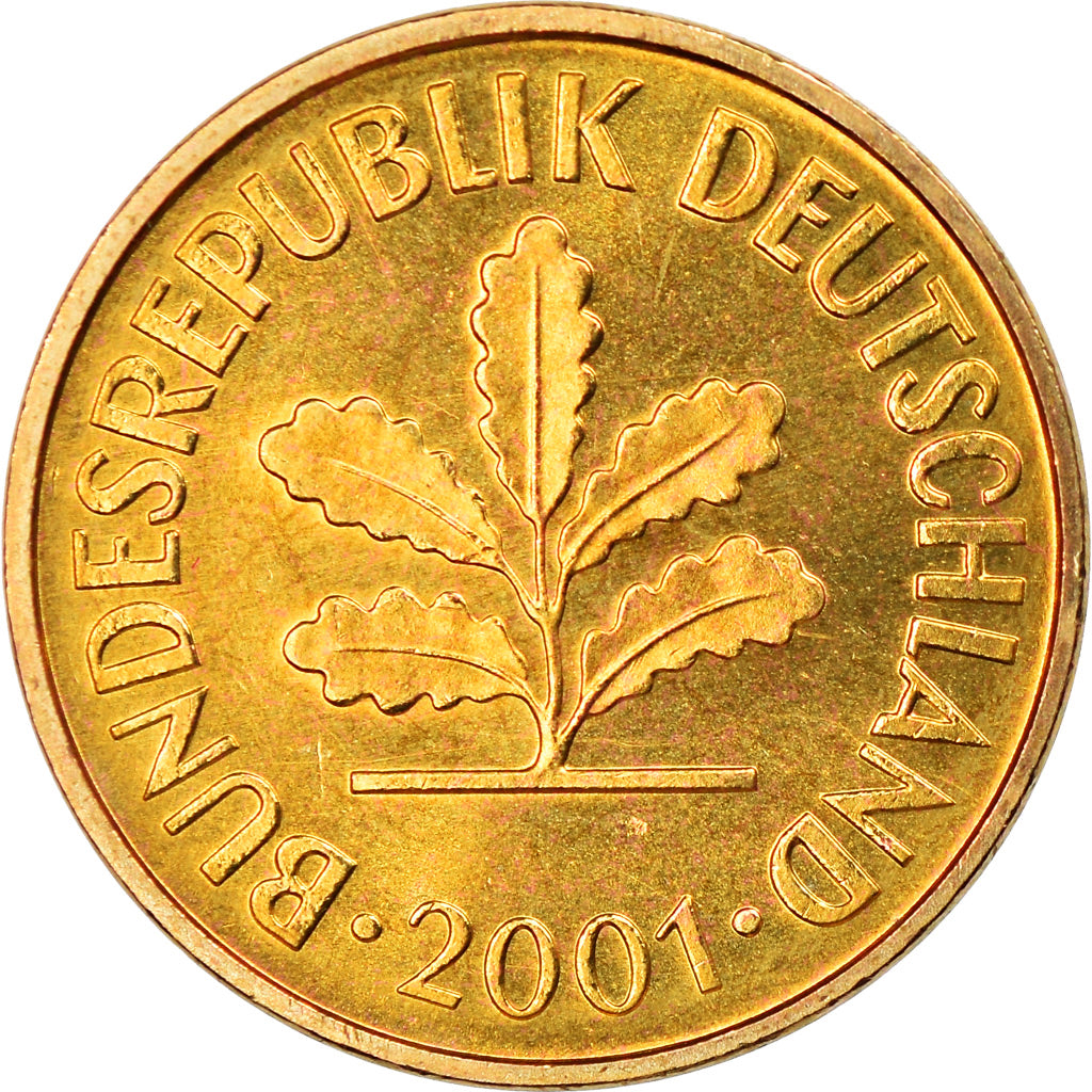 Coin, GERMANY - FEDERAL REPUBLIC, 5 Pfennig, 2001, Stuttgart, MS(65-70), Brass