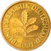 Coin, GERMANY - FEDERAL REPUBLIC, 5 Pfennig, 2001, Stuttgart, MS(65-70), Brass