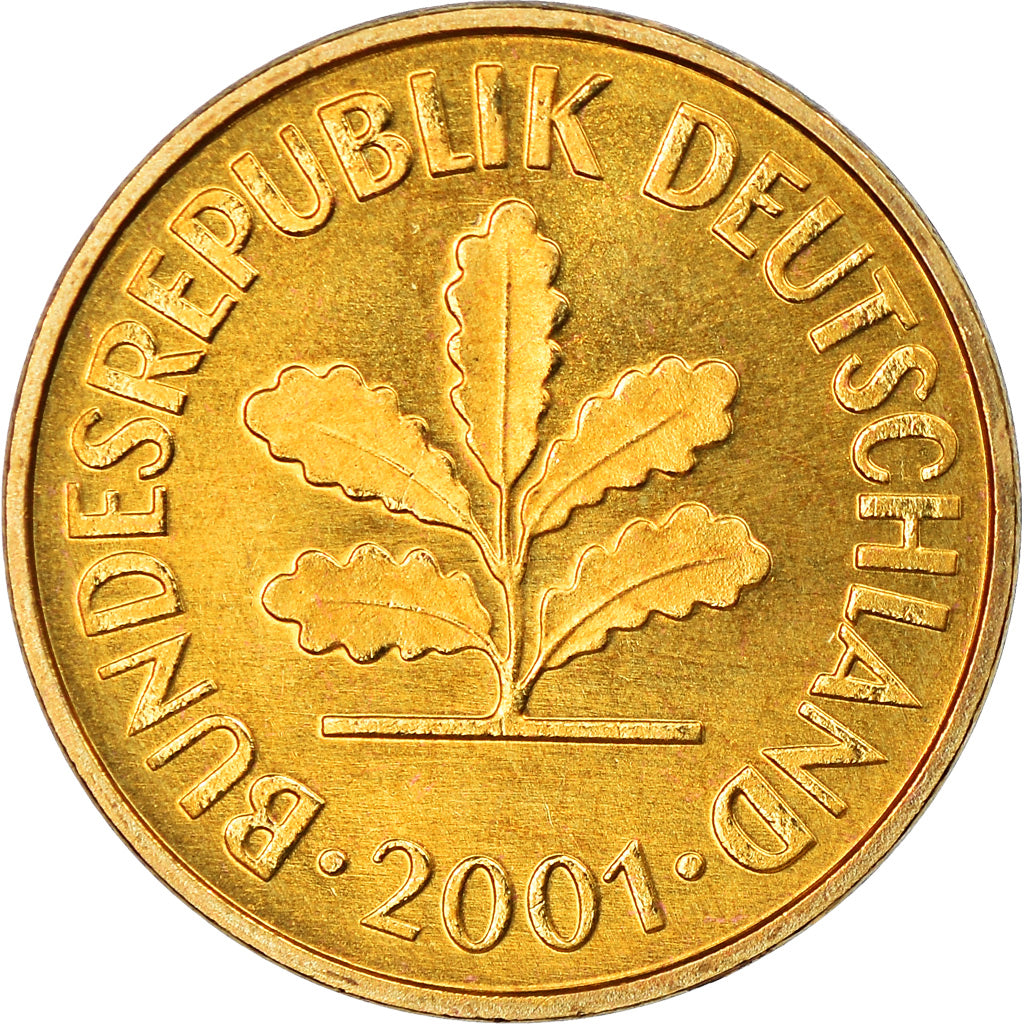 Coin, GERMANY - FEDERAL REPUBLIC, 5 Pfennig, 2001, Karlsruhe, MS(65-70), Brass