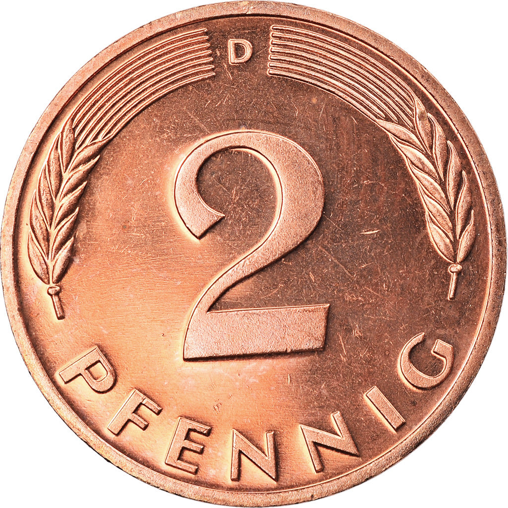 Coin, GERMANY - FEDERAL REPUBLIC, 2 Pfennig, 2001, Munich, MS(65-70), Copper