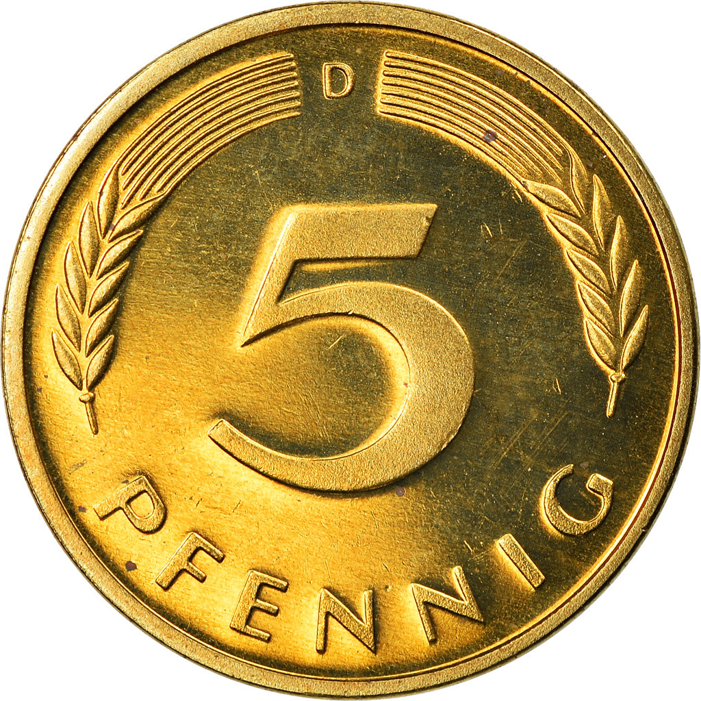 Coin, GERMANY - FEDERAL REPUBLIC, 5 Pfennig, 2001, Munich, MS(65-70), Brass Clad