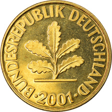 Coin, GERMANY - FEDERAL REPUBLIC, 10 Pfennig, 2001, Munich, MS(65-70), Brass