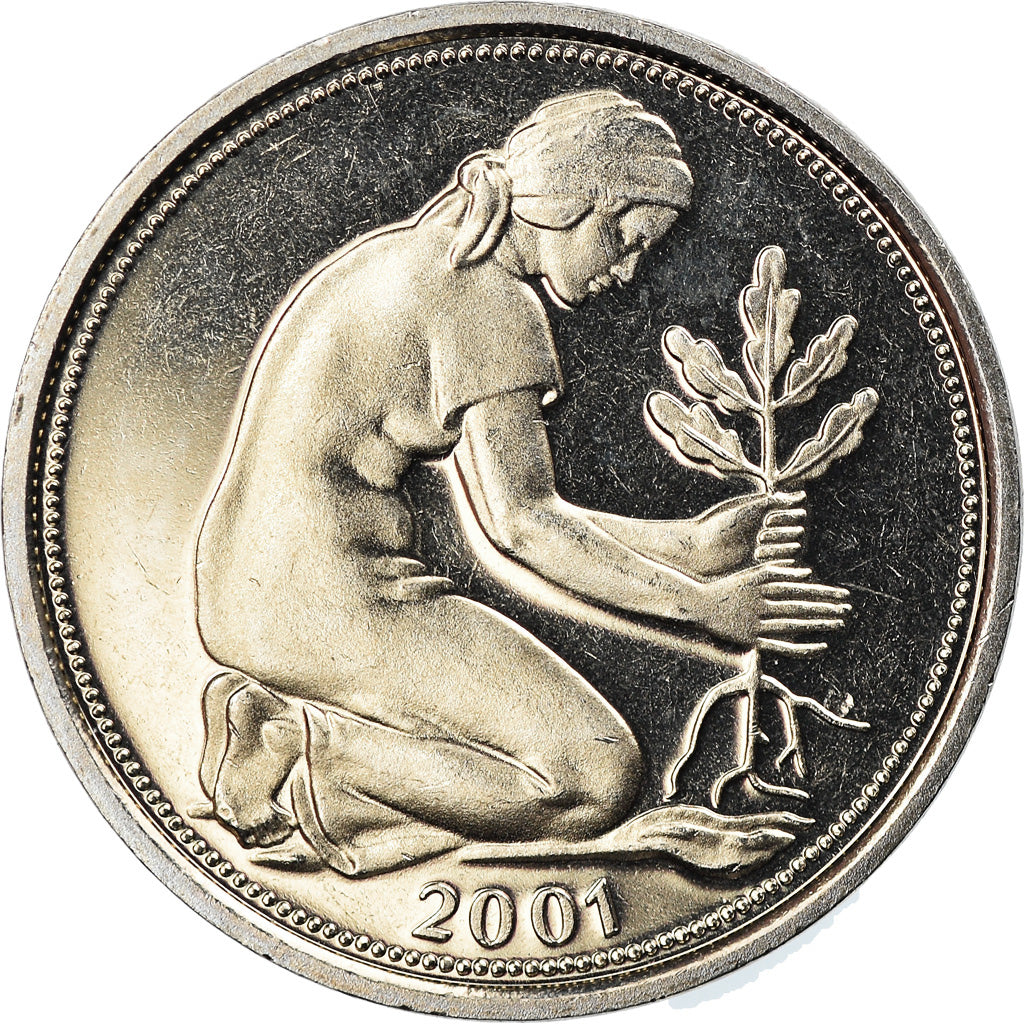 Coin, GERMANY - FEDERAL REPUBLIC, 50 Pfennig, 2001, Munich, MS(65-70)