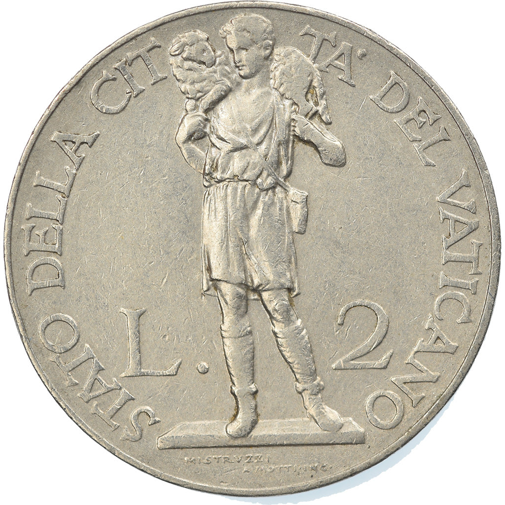 Coin, VATICAN CITY, Pius XI, 2 Lire, 1931, Roma, EF(40-45), Nickel, KM:6