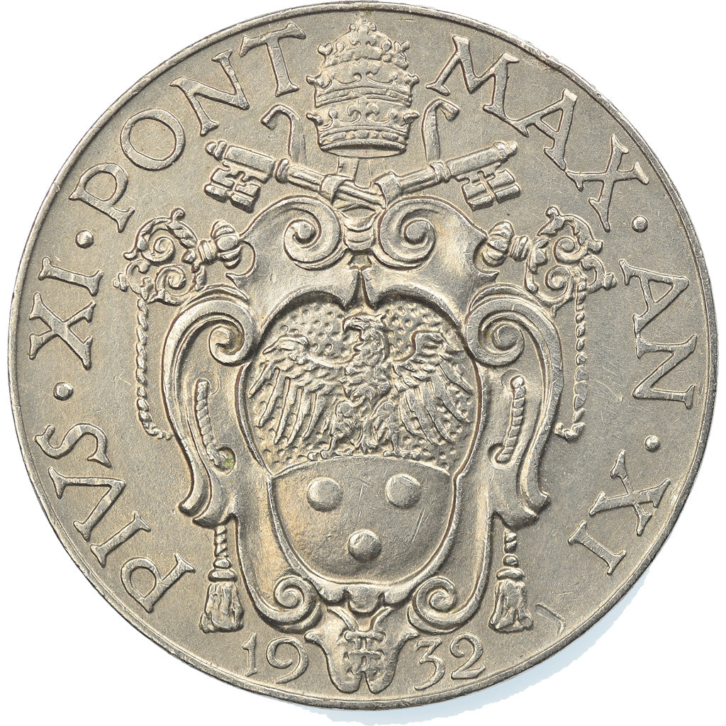 Münze, Vatikanstadt, Pius XI, 2 Lire, 1932, Roma, VZ, Nickel, KM:6