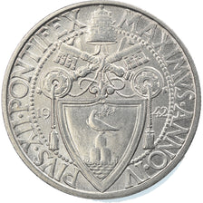 Moneda, CIUDAD DEL VATICANO, Pius XII, 2 Lire, 1942, Roma, SC, Acero inoxidable