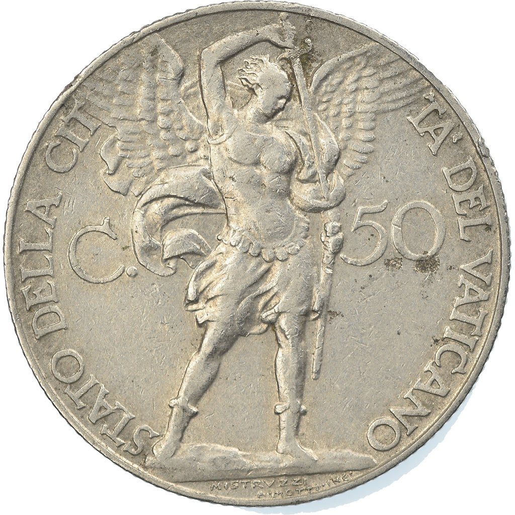 Coin, VATICAN CITY, Pius XI, 50 Centesimi, 1932, Roma, EF(40-45), Nickel, KM:4