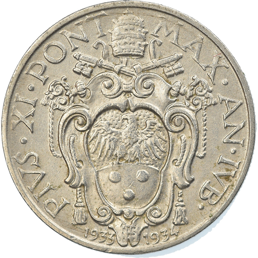 Moneda, CIUDAD DEL VATICANO, Pius XI, 20 Centesimi, 1933-1934, Roma, MBC