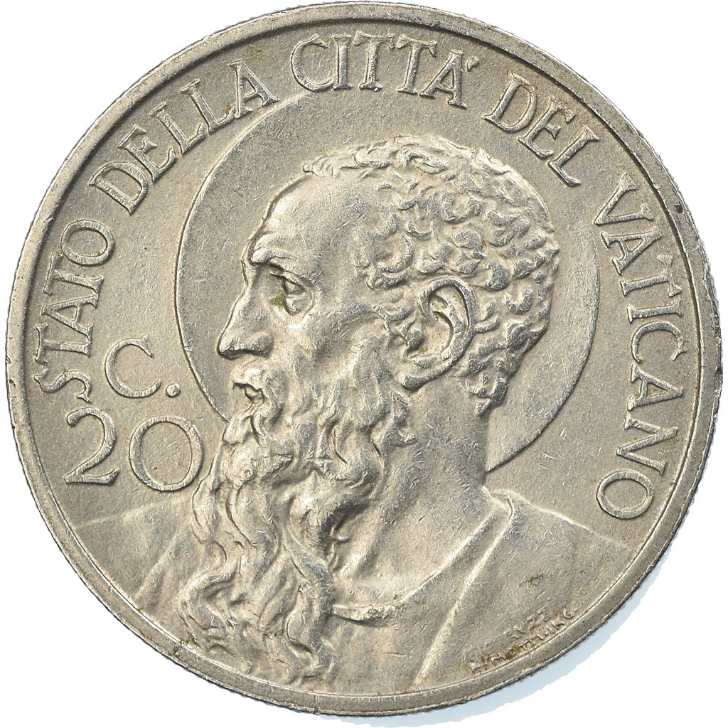 Moneda, CIUDAD DEL VATICANO, Pius XI, 20 Centesimi, 1933-1934, Roma, MBC