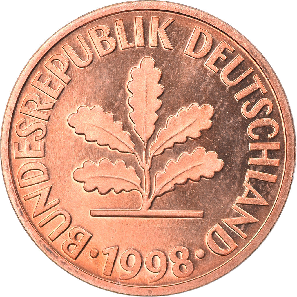 Moneta, GERMANIA - REPUBBLICA FEDERALE, 2 Pfennig, 1998, Hambourg, FDC, Acciaio