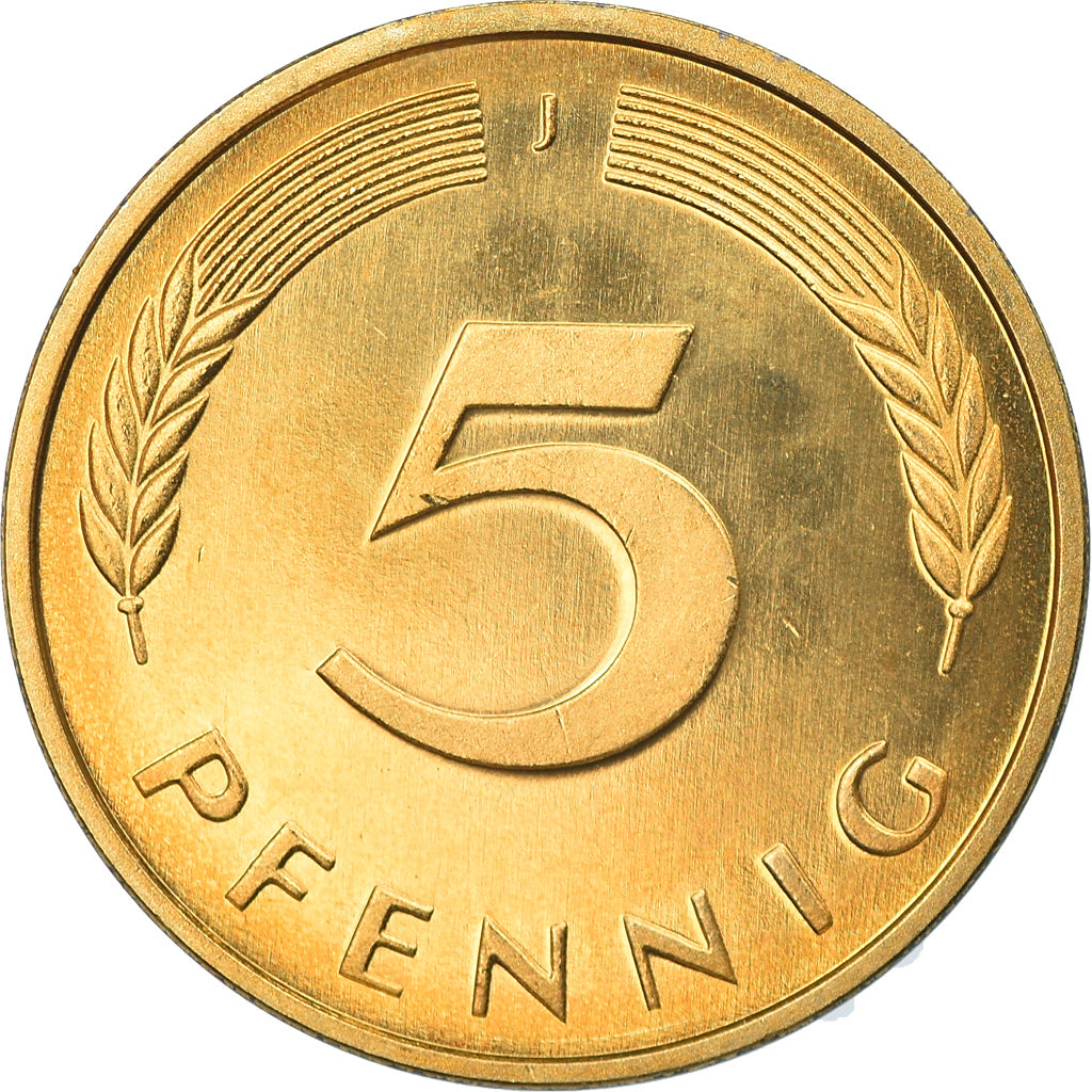 Monnaie, République fédérale allemande, 5 Pfennig, 1998, Hambourg, FDC, Brass