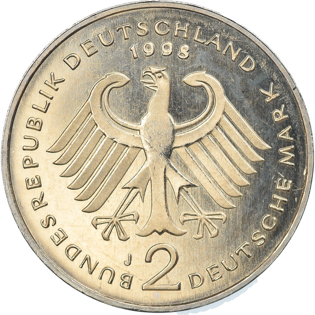 Moneta, GERMANIA - REPUBBLICA FEDERALE, 2 Mark, 1998, Hambourg, FDC, Nichel