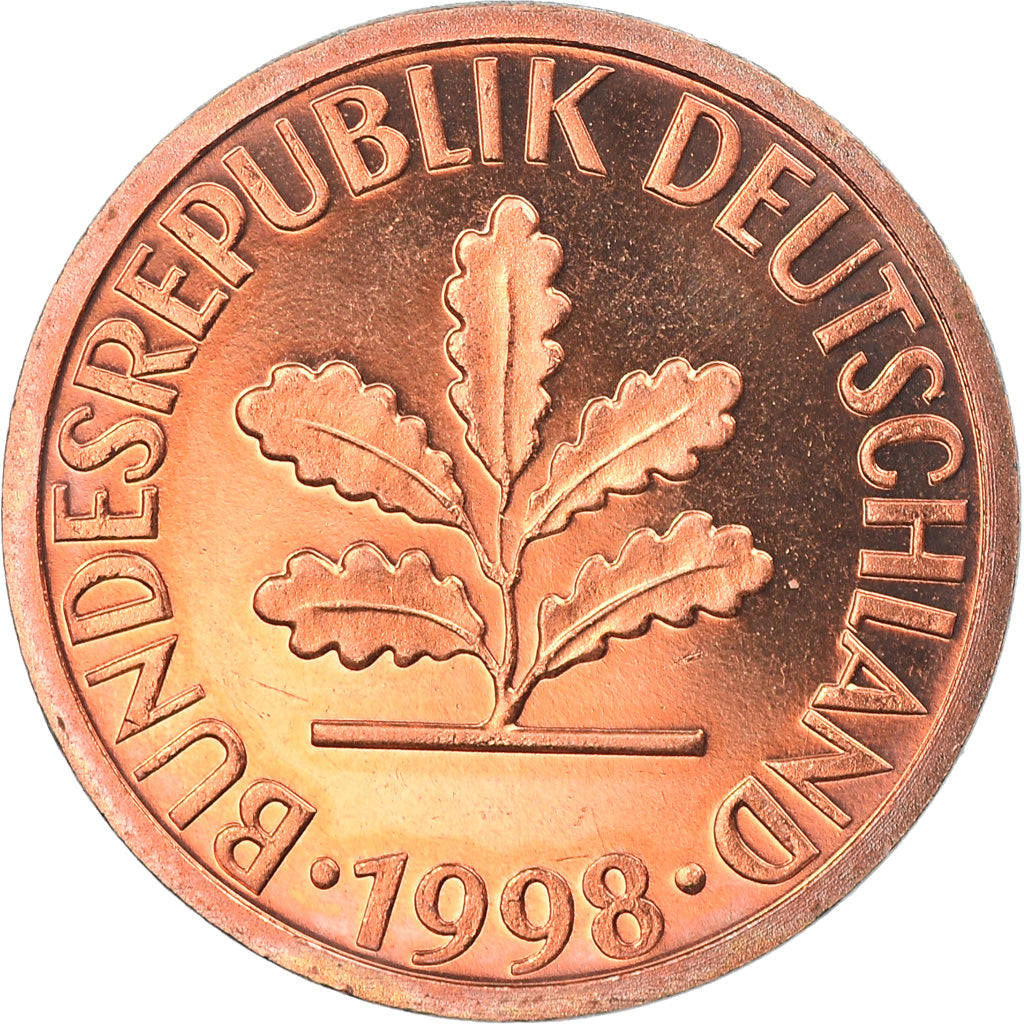Coin, GERMANY - FEDERAL REPUBLIC, Pfennig, 1998, Munich, MS(65-70), Copper