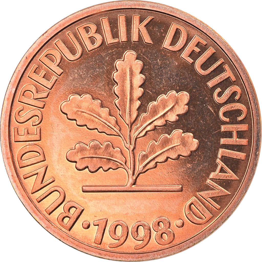 Coin, GERMANY - FEDERAL REPUBLIC, 2 Pfennig, 1998, Munich, MS(65-70), Copper