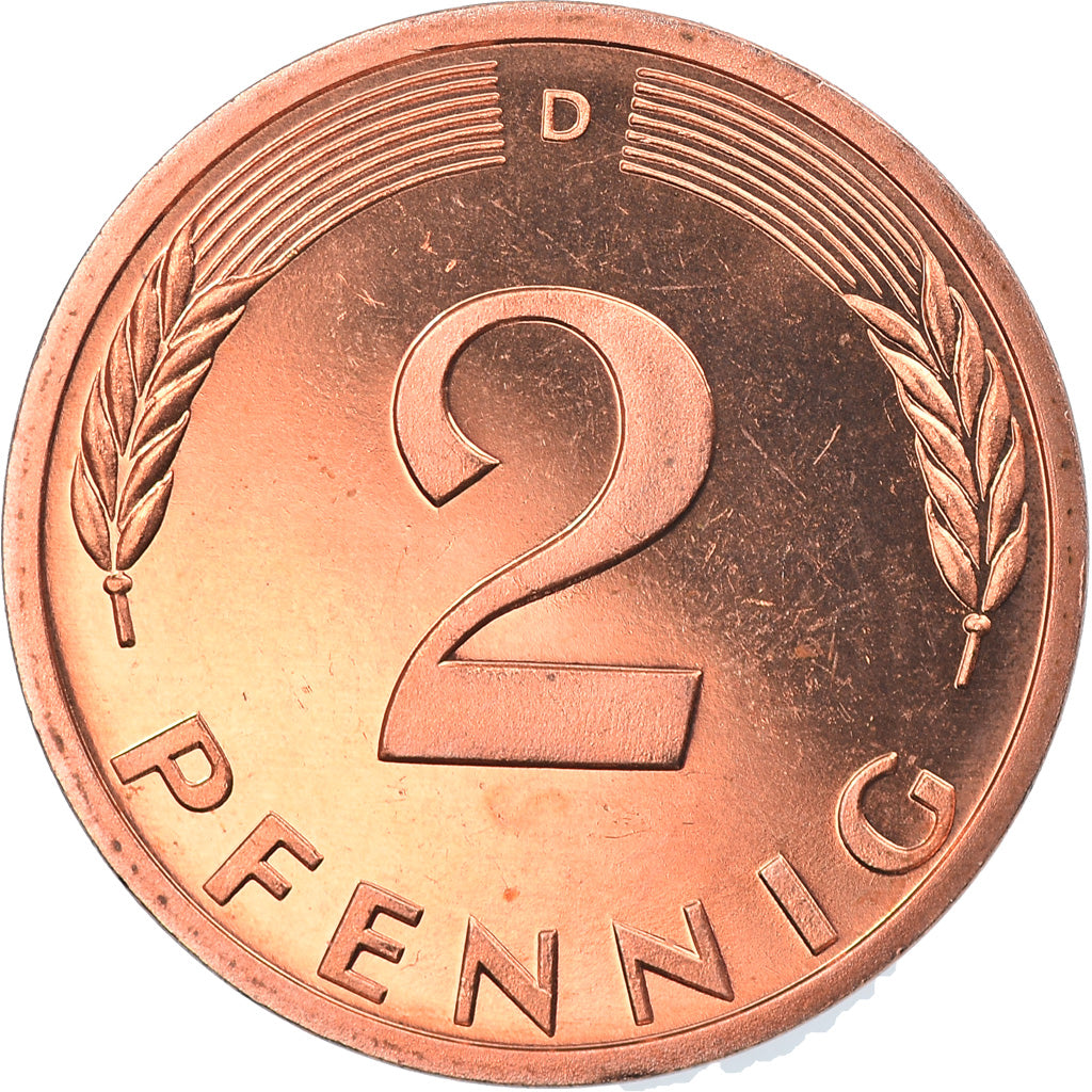 Coin, GERMANY - FEDERAL REPUBLIC, 2 Pfennig, 1998, Munich, MS(65-70), Copper